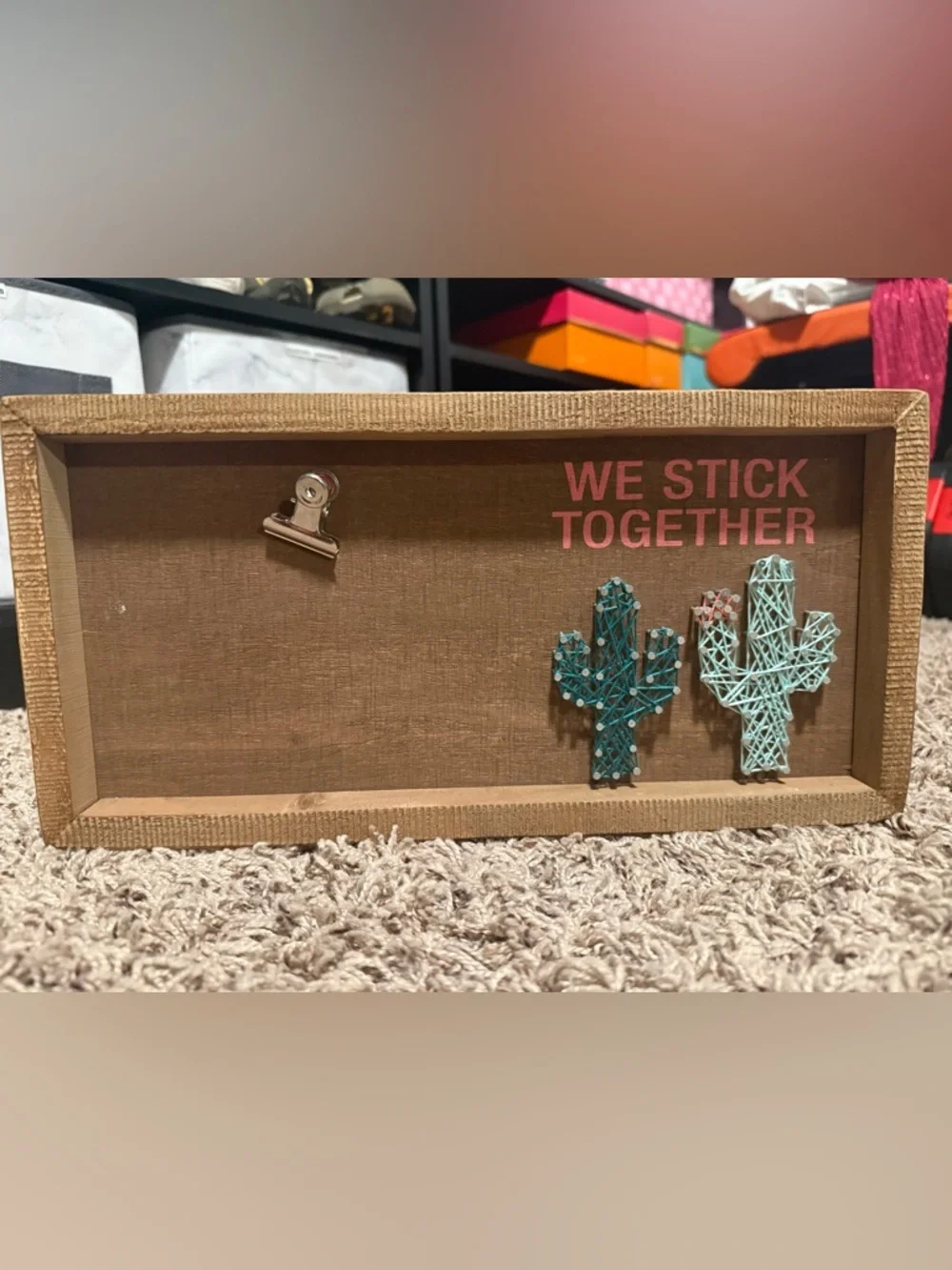 Cactus String Art Wall Decor in Teal & Mint photo frame